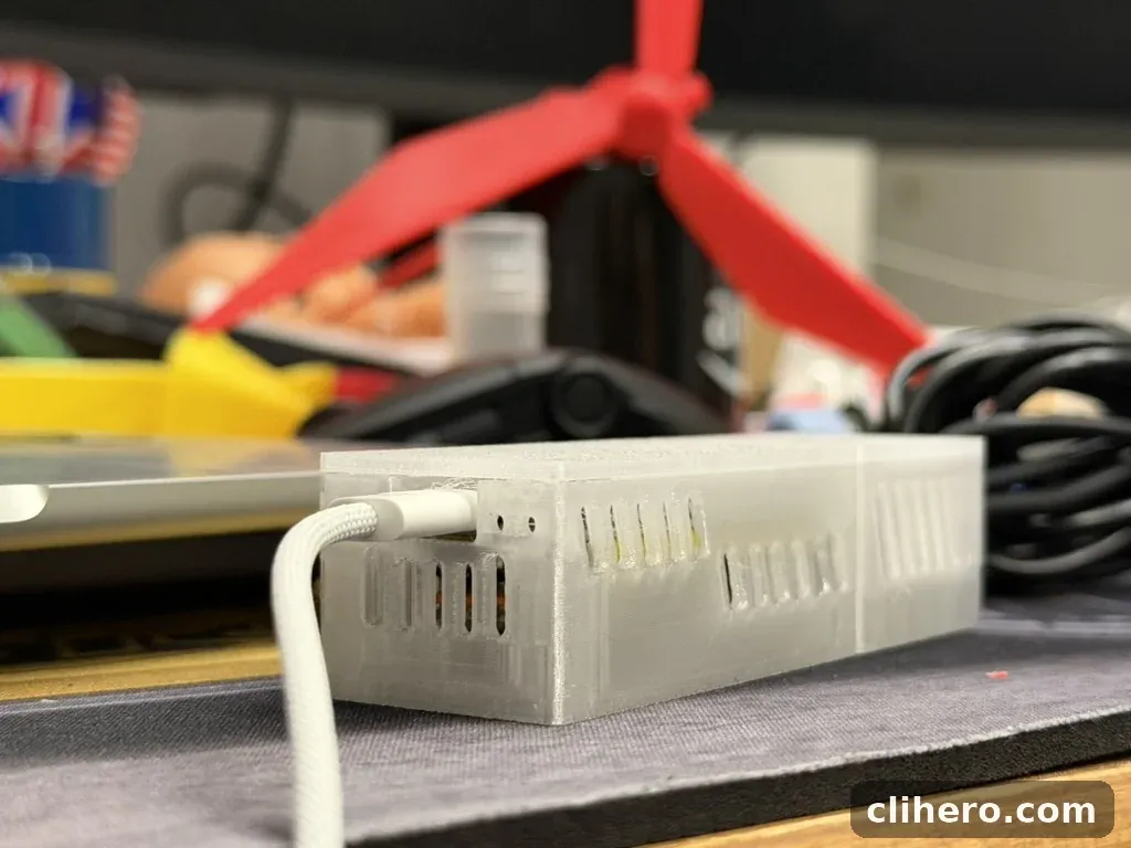The closed enclosure, powered over USB-C