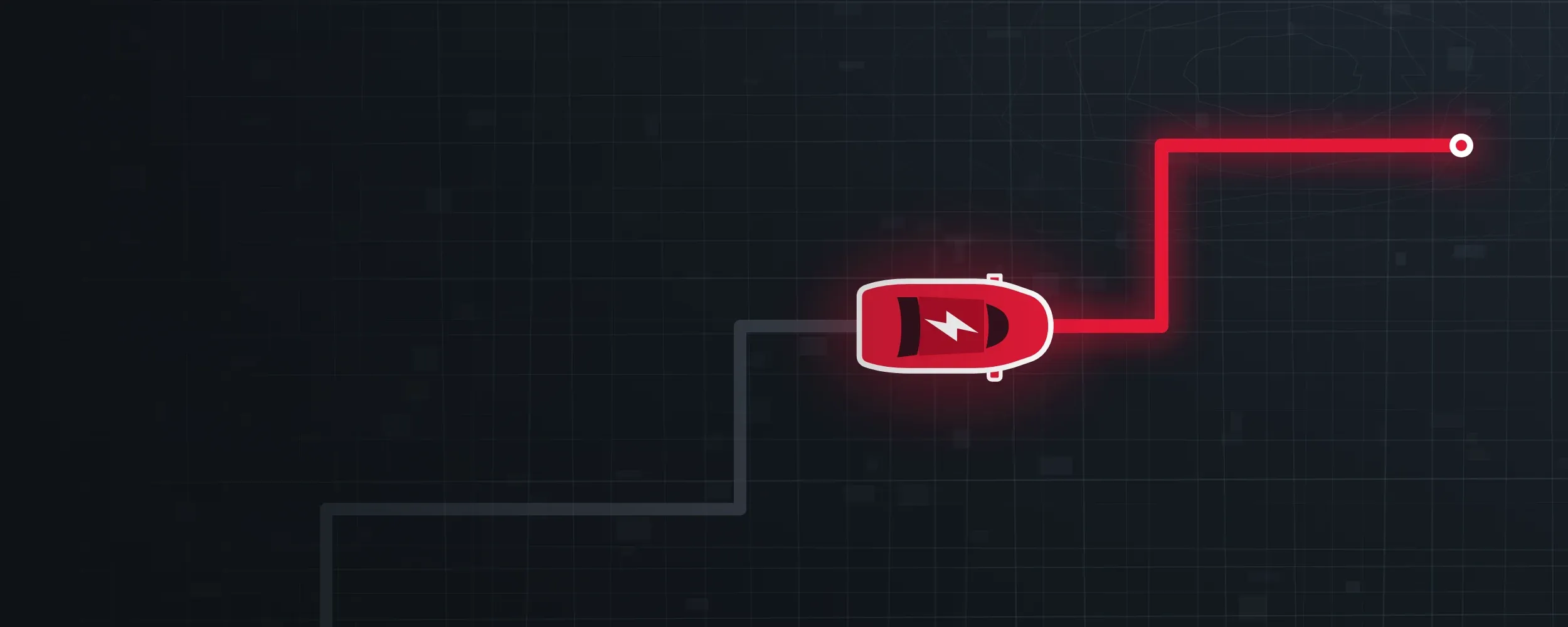 TeslaNaviGeorgia: a red car following a glowing route line across a dark map grid